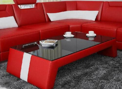 Moderner Wohnzimmer Couchtisch Tisch Beistell Glas Polster Leder Tische