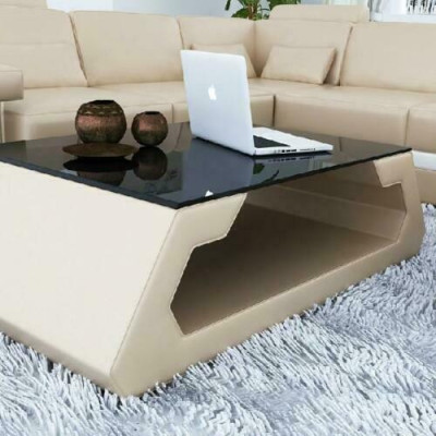 Sofatisch Design Wonzimmer Glas Leder Couch Sofa Tisch Beistell Kaffee