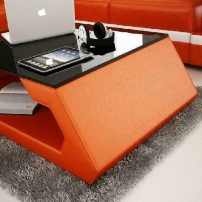 Sofatisch Design Wonzimmer Glas Leder Couch Sofa Tisch Beistell Kaffee