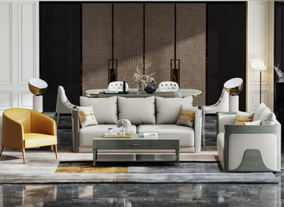 Edle Graue Wohnzimmer Sofagarnitur 3+2 Sitzer Ledercouchen Exklusive Möbel