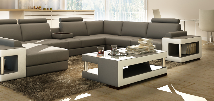 Luxus Glastisch Wohnzimmer Beistelltisch Designer Tischer Glas Leder