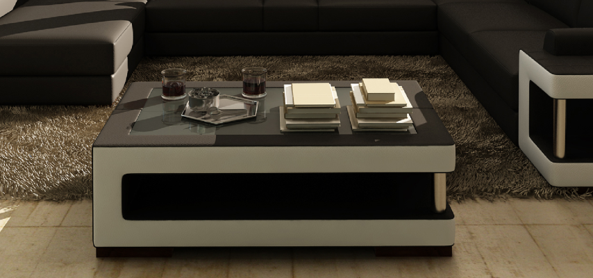 Luxus Glastisch Wohnzimmer Beistelltisch Designer Tischer Glas Leder