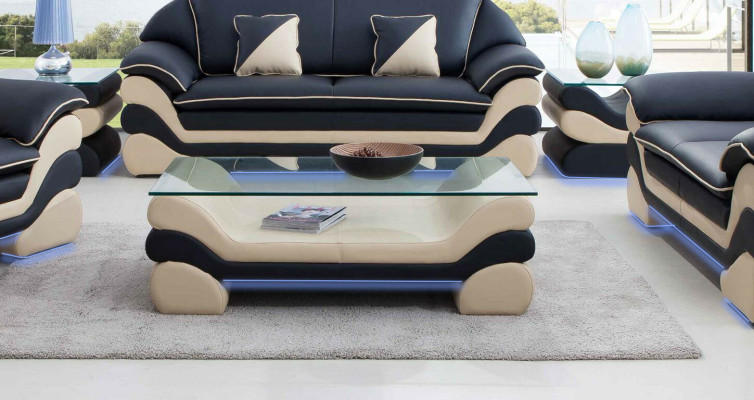 Klassischer Luxus Designer Couchtisch Sofa Wohnzimmer Tisch Leder