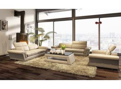 Designer Sofagarnitur Polster Ledersofa Couch Set Kombination 3+2+1