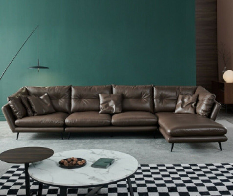 Ledersofa Couch Wohnlandschaft Eck Design Modern Sofa Ecksofa L-Form