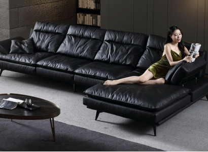 Ecksofa Couch Polsterung Couchen Wohnzimmer Sofa L-Form Möbel Leder