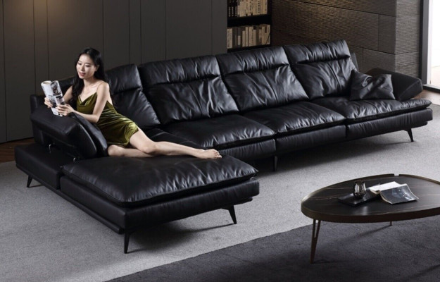 Ecksofa Couch Polsterung Couchen Wohnzimmer Sofa L-Form Möbel Leder