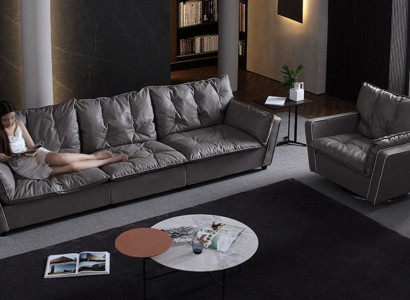 Sofagarnitur 5+1 Sitz Sofas Couch Polster Italienische Möbel Leder