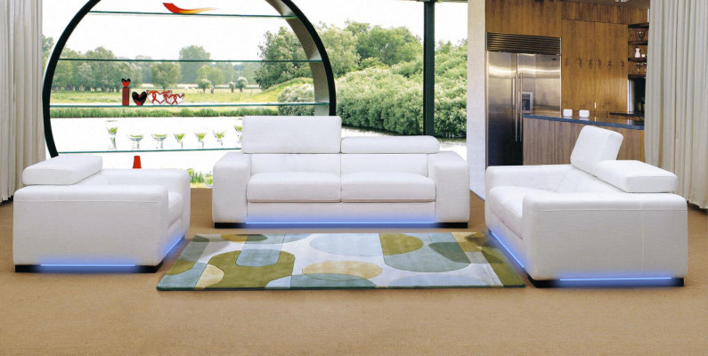 Moderne Multifunktions Couch Sofa Polster Garnitur 3+2+1 Sitz Leder Set