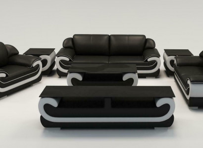 Sofagarnitur Klassische Polster Sitz Leder Garnitur Komplett Set 3+2+1 Sitzer