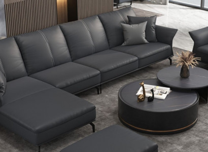 Wohnzimmer L-Form Schwarz Modern Luxus Multifunktion Sofa Couch