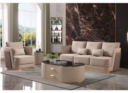 Komplett Set Sofa 3+1er + Couchtisch Beistelltisch Designer Wohnlandschaft