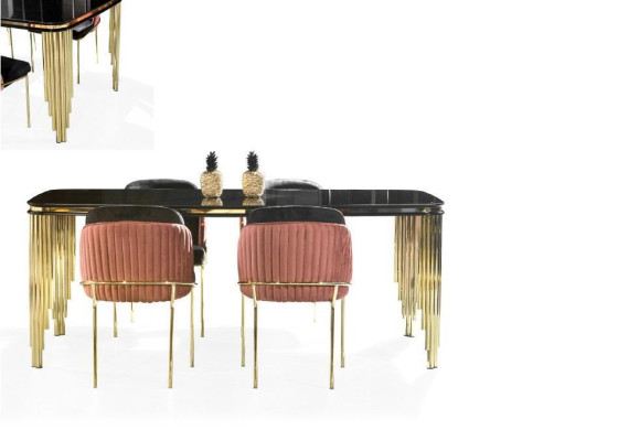 Luxus Esszimmer Essgarnitur Design Tisch Kommode 4x Stühle Gruppe 6tlg. Set Neu