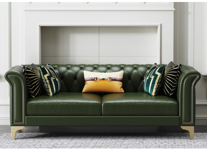 Dunkelgrüne Chesterfield Sofagarnitur 3+2 Sitzer Moderne Polster Wohnlandschaft Sofas