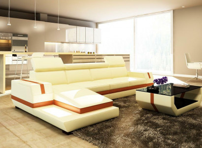 Moderne Design Ecksofa Big Leder Garnitur Eckcouch Wohnzimmer Sitz