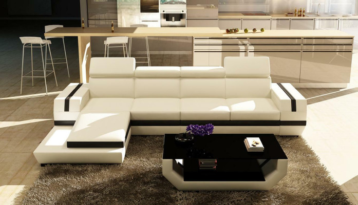 Moderne Design Ecksofa Big Leder Garnitur Eckcouch Wohnzimmer Sitz