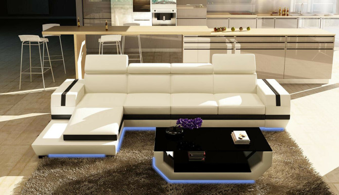 Moderne Design Ecksofa Big Leder Garnitur Eckcouch Wohnzimmer Sitz