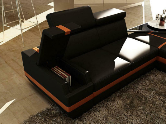 Ledersofa Couch Wohnlandschaft U-Form Design Modern Sofa Eck Sofas Design 5099