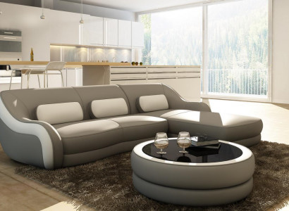 Designer Ledersofa Ecksofa Polster Eck Couch Sitz Eck L Form Garnitur Sofa Neu