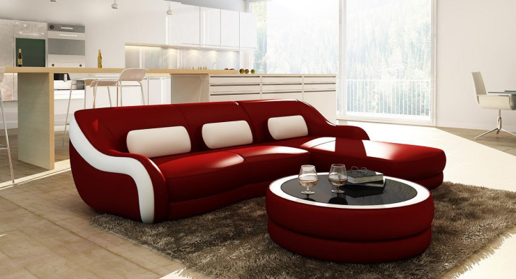 Designer Ledersofa Ecksofa Polster Eck Couch Sitz Eck L Form Garnitur Sofa Neu