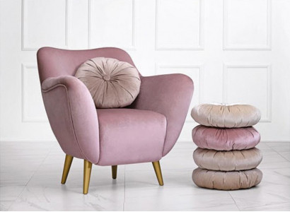 Sessel Lehnstuhl Ohrensessel 1 Sitzer Sitz Stoff Luxus Wohnzimmer Modern Rosa