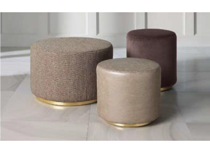 Gruppe Hocker Fußhocker Polyester Wohnzimmer Sitz Stoff Beige Luxus Sitzer 3tlg