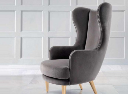 Ohrensessel Sessel Clubsessel Cocktailsessel Luxus Sitzer Grau Sitz Wohnzimmer