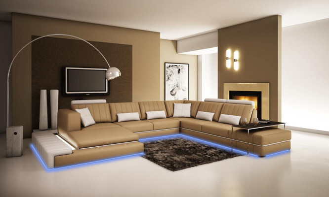 XXL Wohnlandschaft Design Ecken Polster Sofa Couch Leder Sofas Garnitur