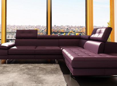 Ledersofa Couch Wohnlandschaft L-Form Design Modern Sofa 5057