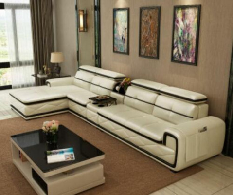 Luxus Ledersofa Ecksofa L-form Polster Modern Relax Sitz Möbel Wohnlandschaft