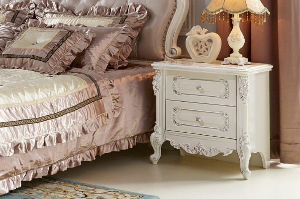 Bett Nachttisch Schminktisch Schlafzimmer Hocker Set 6 tlg. Massivholz