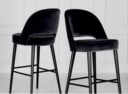 Barhocker Hocker Barstuhl Stuhl Modern Polyester Schwarz Stoff Holz Design Neu