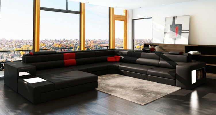 U Form XXL Designer Wohnlandschaft Polster Ecksofa Eck Garnitur Sofa