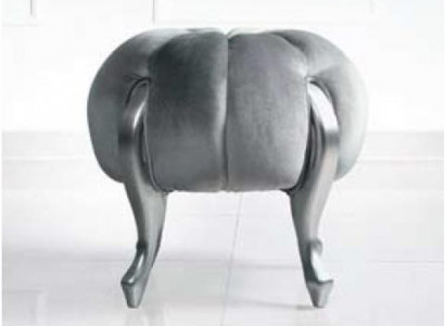 Luxus Hocker Fußhocker Polyester Wohnzimmer Sitz Stoff Grau Luxus Bank Samt