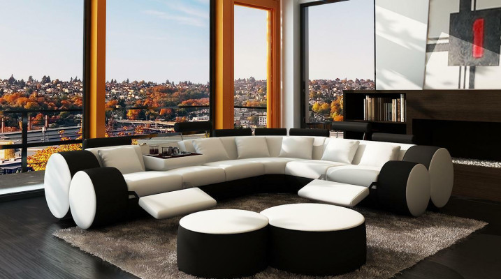 XXL Multifunktions Ledercouch Couch Big Sofa Polster Ecksofa Dekor Moderne