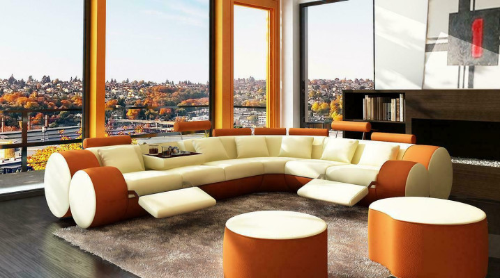 XXL Multifunktions Ledercouch Couch Big Sofa Polster Ecksofa Dekor Moderne