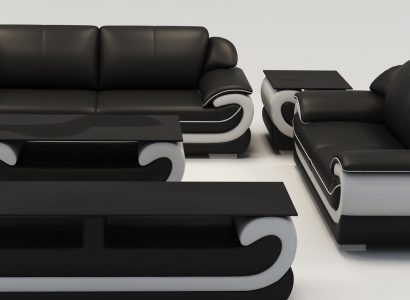 Ledersofa Couch Wohnlandschaft 3+2 Sitzer Design Modern Sofa 0615