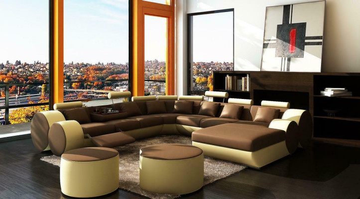 Multifunktions Ledercouch Sitz Polster Wohnzimmer Leder Dekor Garnitur Sofa