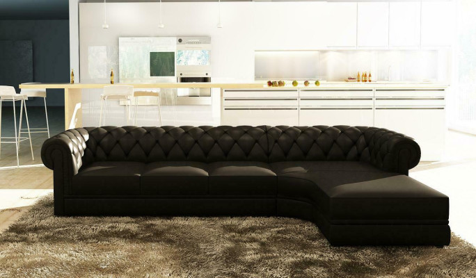 Klassiche Chesterfield Polster Sitz Eck Leder Garnitur Wohnlandschaft