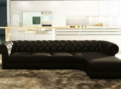 Klassiche Chesterfield Polster Sitz Eck Leder Garnitur Wohnlandschaft