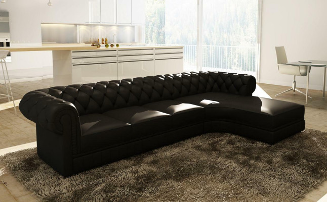 Klassiche Chesterfield Polster Sitz Eck Leder Garnitur Wohnlandschaft