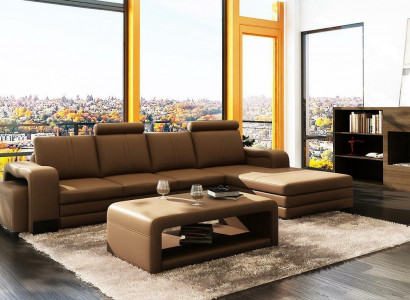 Ledersofa Couch Sofas XXL Ecksofa Wohnlandschaft L-Form Design Modern