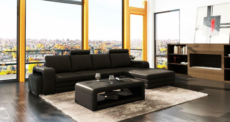 Ledersofa Couch Sofas XXL Ecksofa Wohnlandschaft L-Form Design Modern