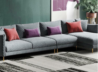 Textil Modern Relax Sitz Luxus Möbel Wohnlandschaft Ecksofa L-form Polster Sofa