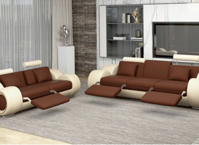 Sofagarnitur Design Couch 3+2 Set Polster Sofa Leder Garnituren Wohnzimmer