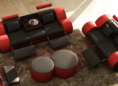 Sofagarnitur Design Couch 3+2 Set Polster Leder Sofa Wohnzimmer Garnituren