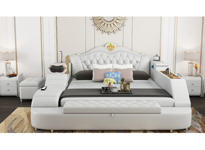 Luxus Bett Leder Betten 180x200 Multifunktion Schlafzimmer Liege Regale Neu