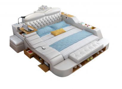 Doppel Luxus Design Hotel Leder Bett Moderne Polster Betten Multifunktion