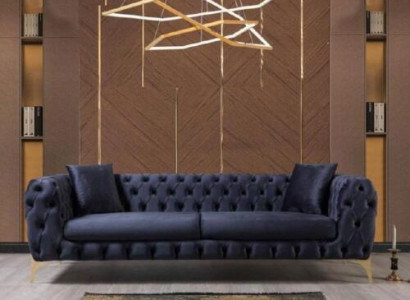 Dreisitzer Sofa Luxus Chesterfield 3 Sitzer Couches Blau Sofas Samt Neu Couch