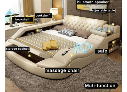 Multifunktions Bett Luxus Design Leder Betten Hotel Doppel Ablage